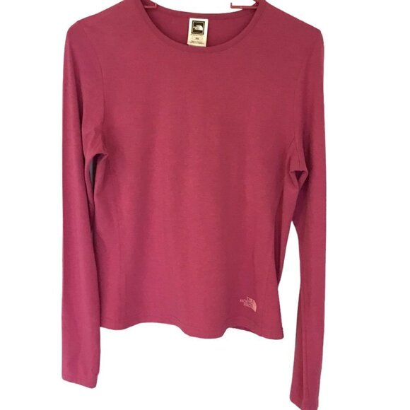The North Face Long Sleeve Tee Base Pullover Crew Neck Hot Pink Women's Medium - Picture 3 of 9